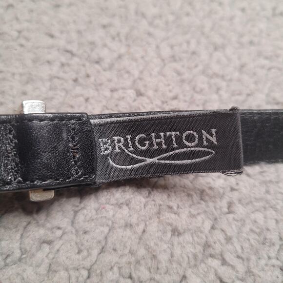 Brighton Belt Medium Black Leather Silver Gold Buckle Accents Western Boho USA - Picture 6 of 7